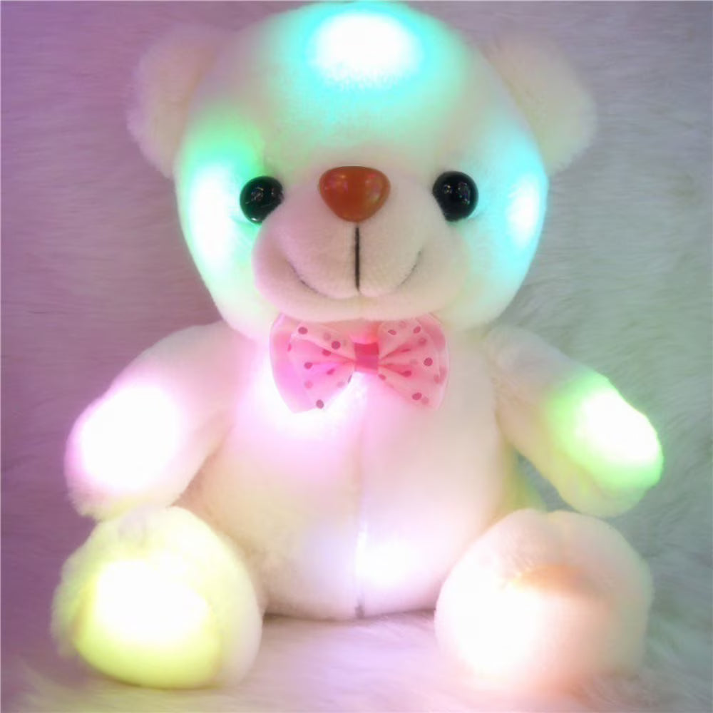 White Teddy Bear Plush Light Up Toy W993531
