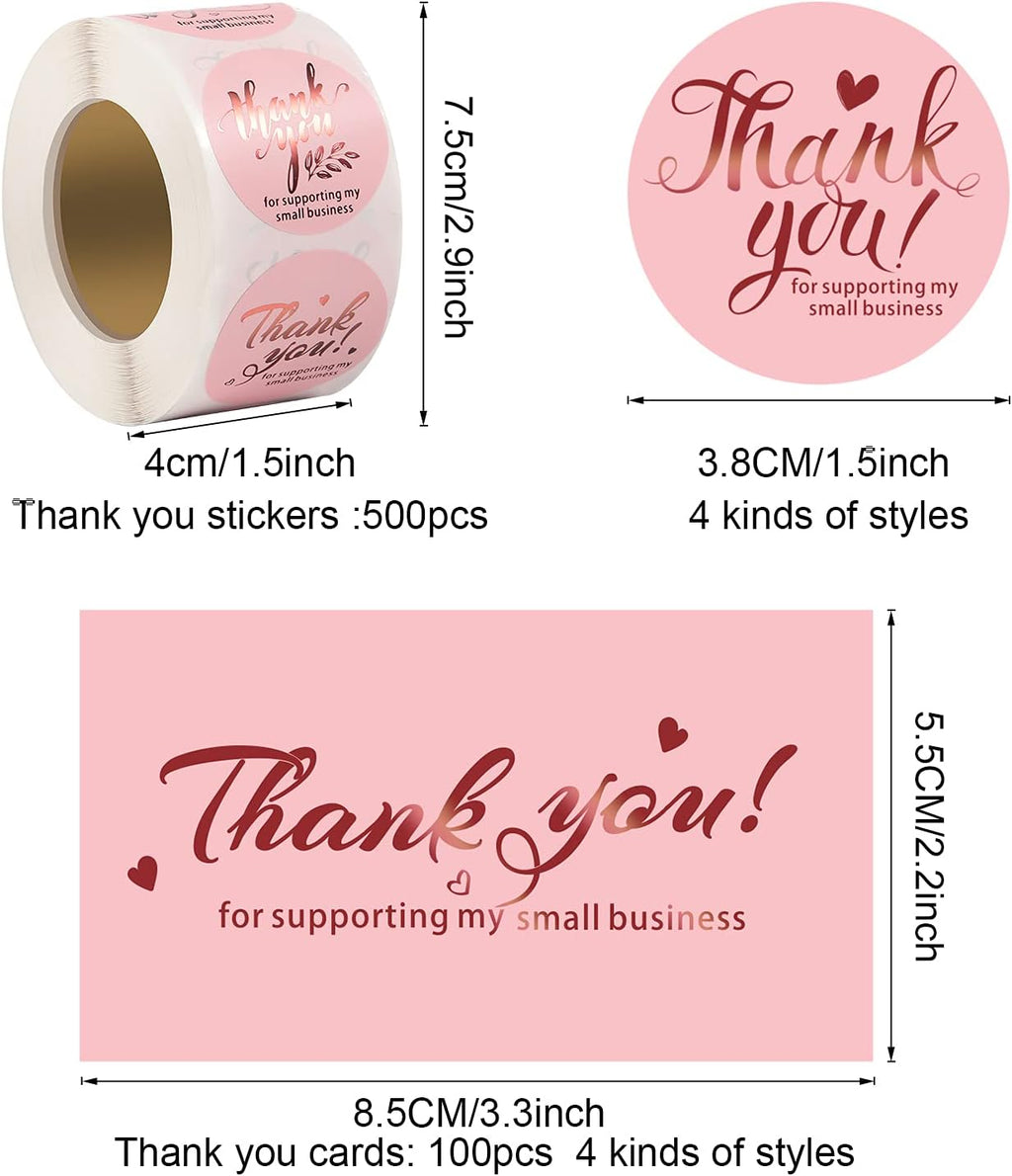 Pink Gold Foil Thank You Cards and Stickers Set X38689