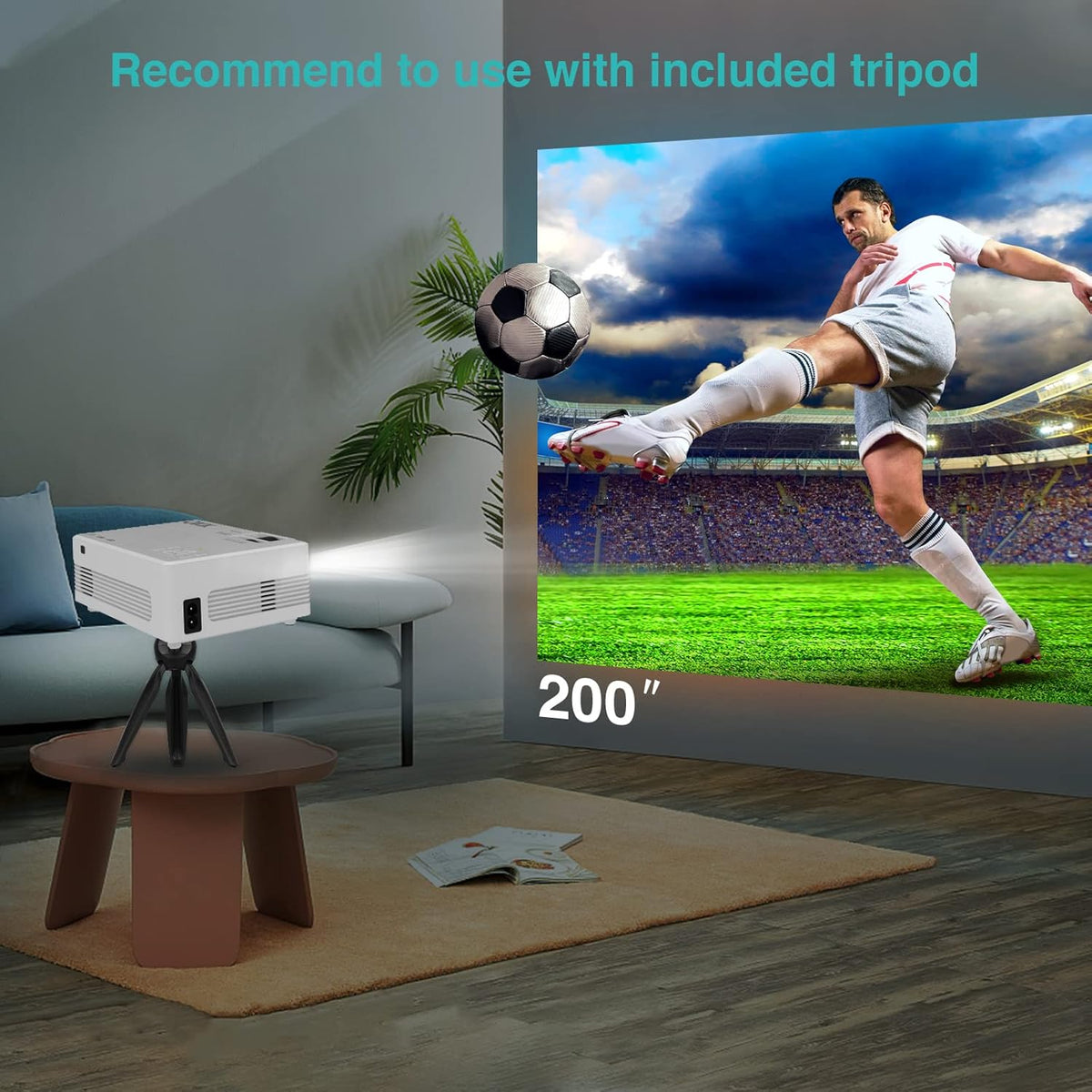 7500 Lumens WiFi Mini Projector with Tripod R247