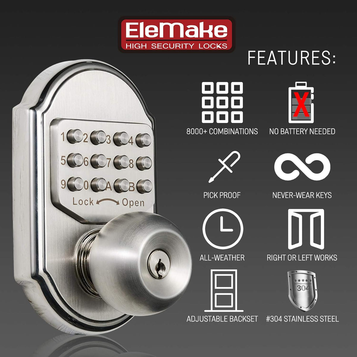 Keyless Entry Keypad Deadbolt Door Lock 304 Stainless Steel Mechanical T771