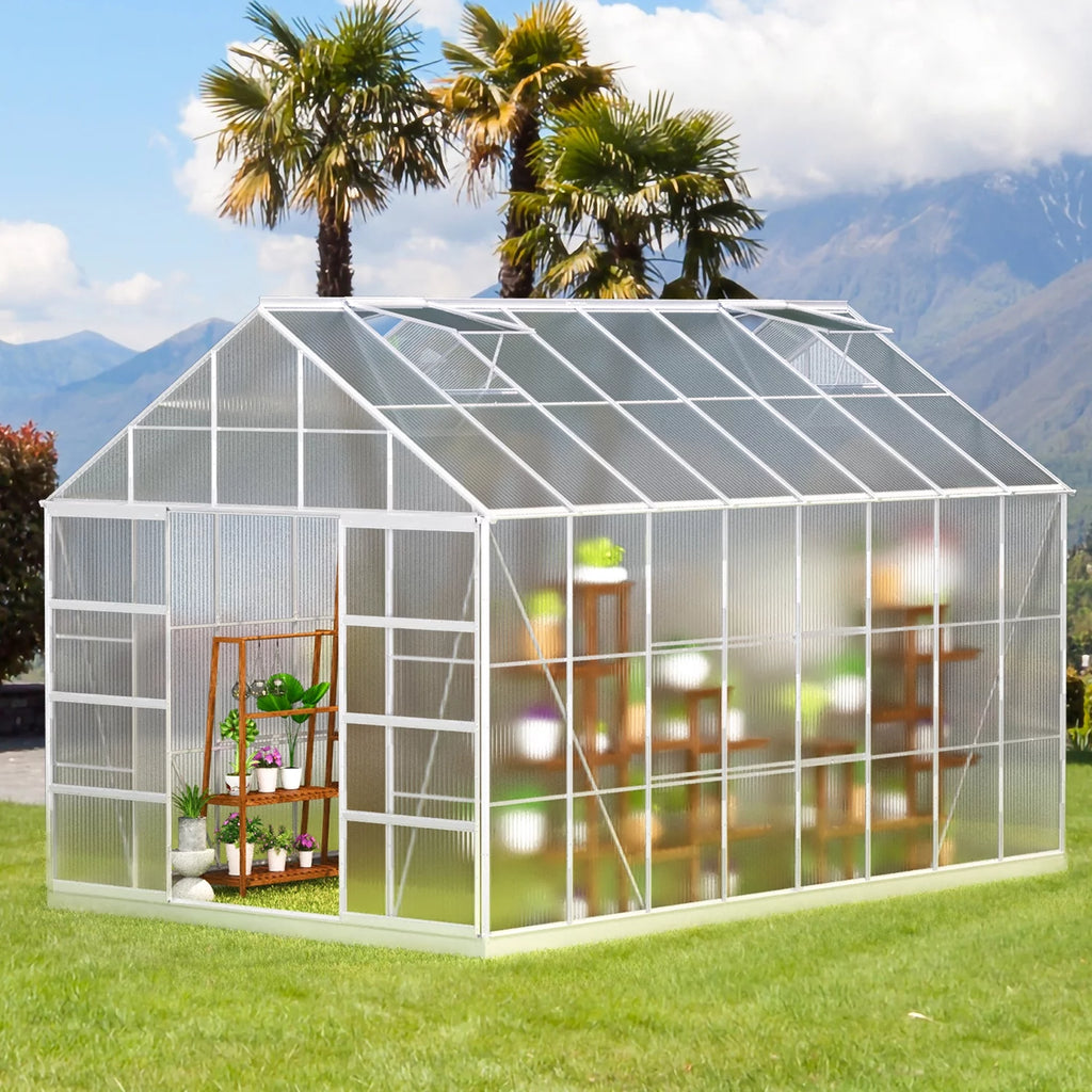 10' x 16' Walk-in Greenhouse with Aluminum Frame and Adjustable Roof Vent B1842