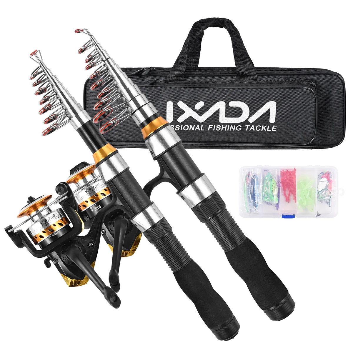Spinning Rod Kit 2.1m Combo Set with Soft Lures and Rod Reel O978