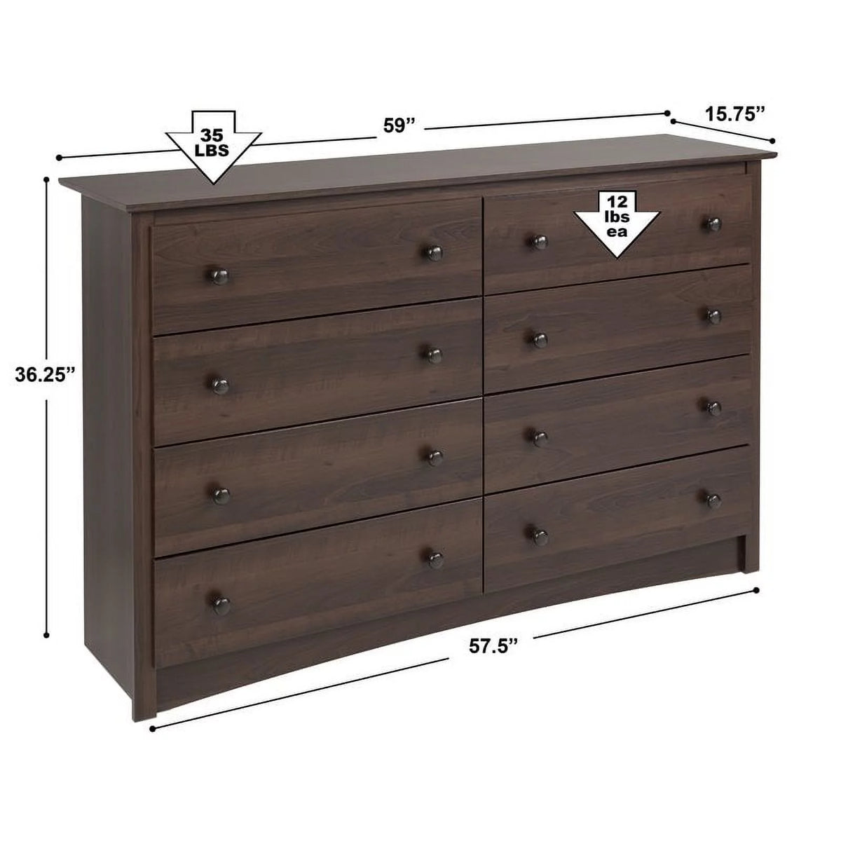 8 Drawer Espresso Composite Wood Dresser X299589
