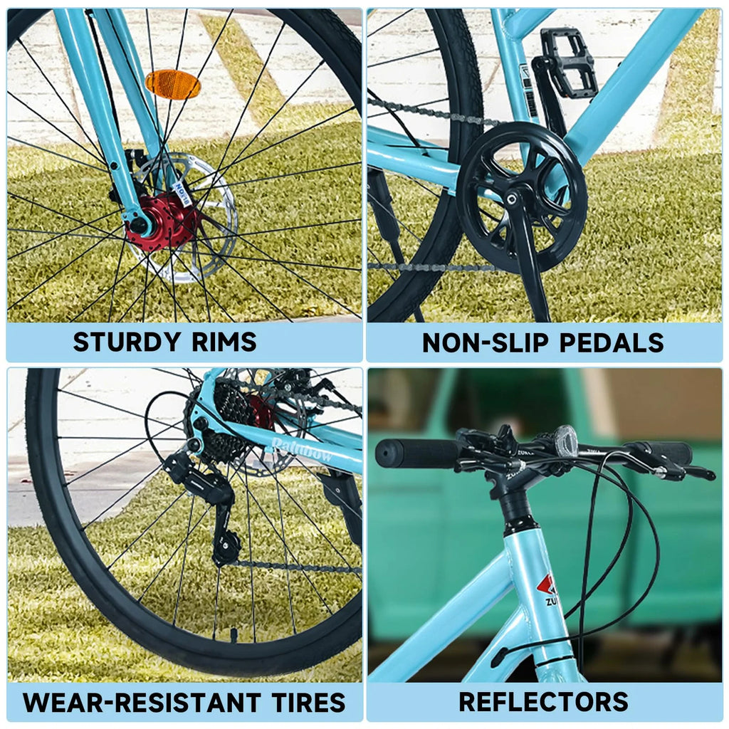 8 Speed Flat Bar Dual Disc Brake Road Bike O403274