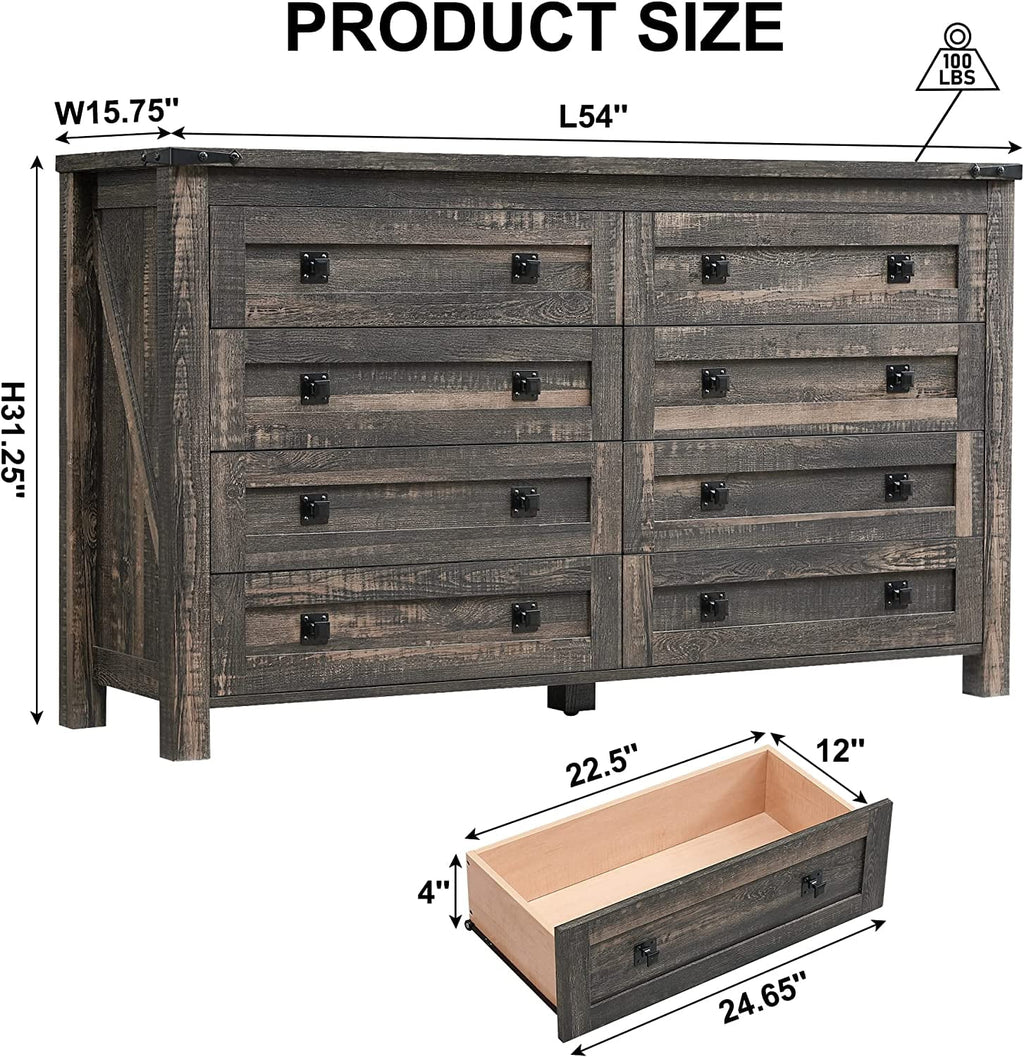 8 Drawer Wood Rustic Dresser H939025