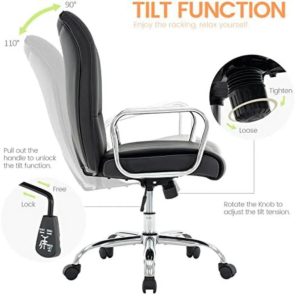 Pink Upholstered PU Leather Office Chair with Arms Y5738