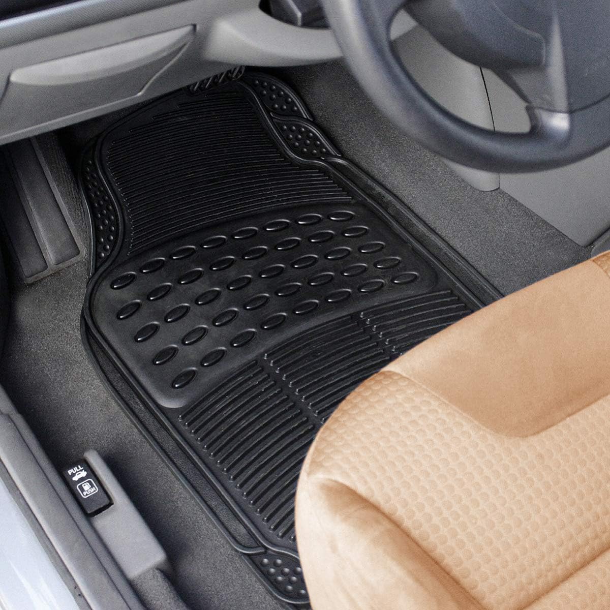 Black 4 Piece Heavy Duty Rubber Floor Mats G7533