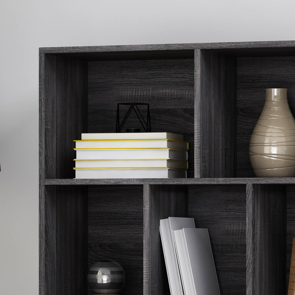 Dark Gray Black Faux Wood Cube Bookcase P53402