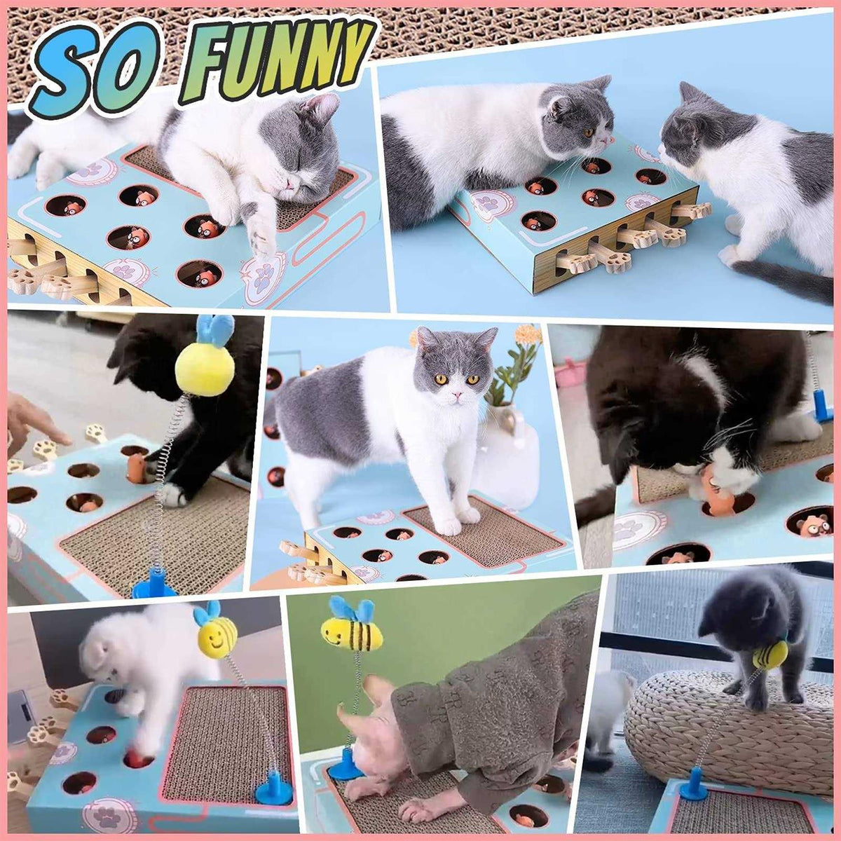Cat Enrichment Toys with Cat Scratching Pad H408