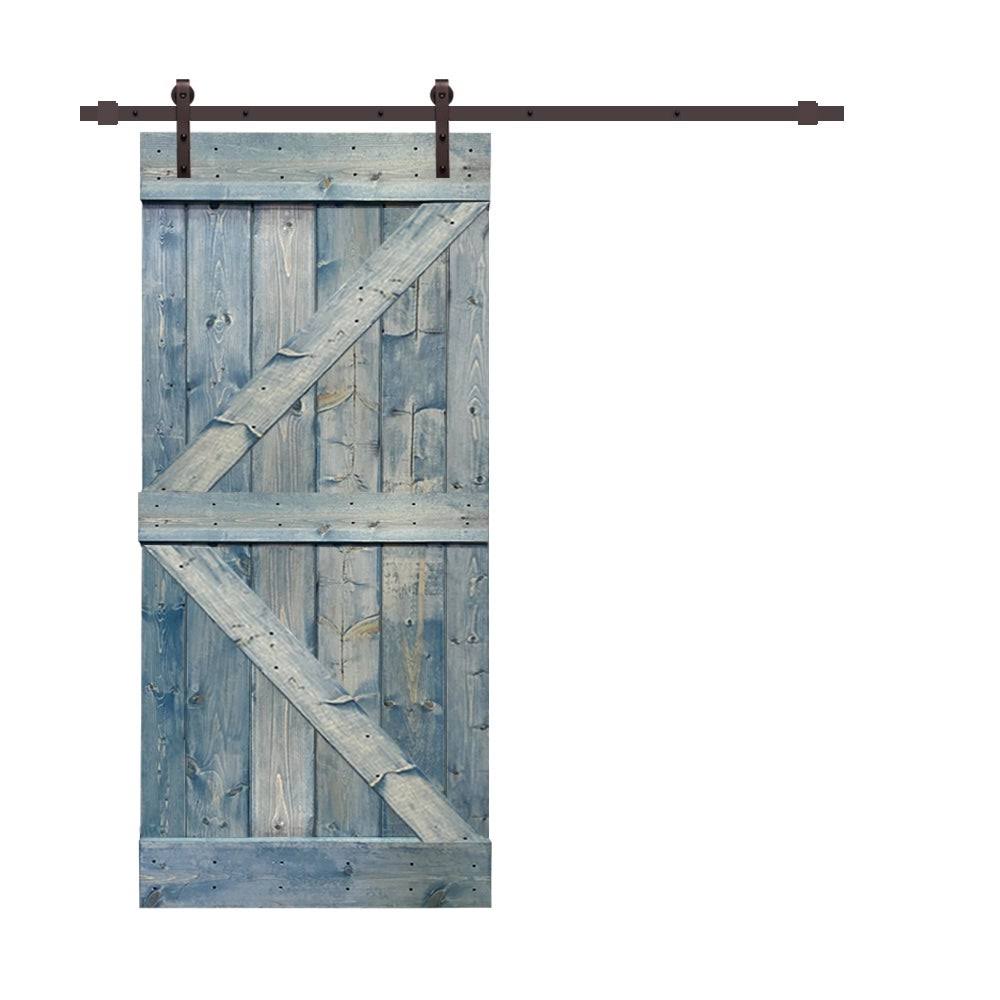 Colonial Maple Stained Pine Wood Interior Sliding Barn Door with Hardware Kit X549