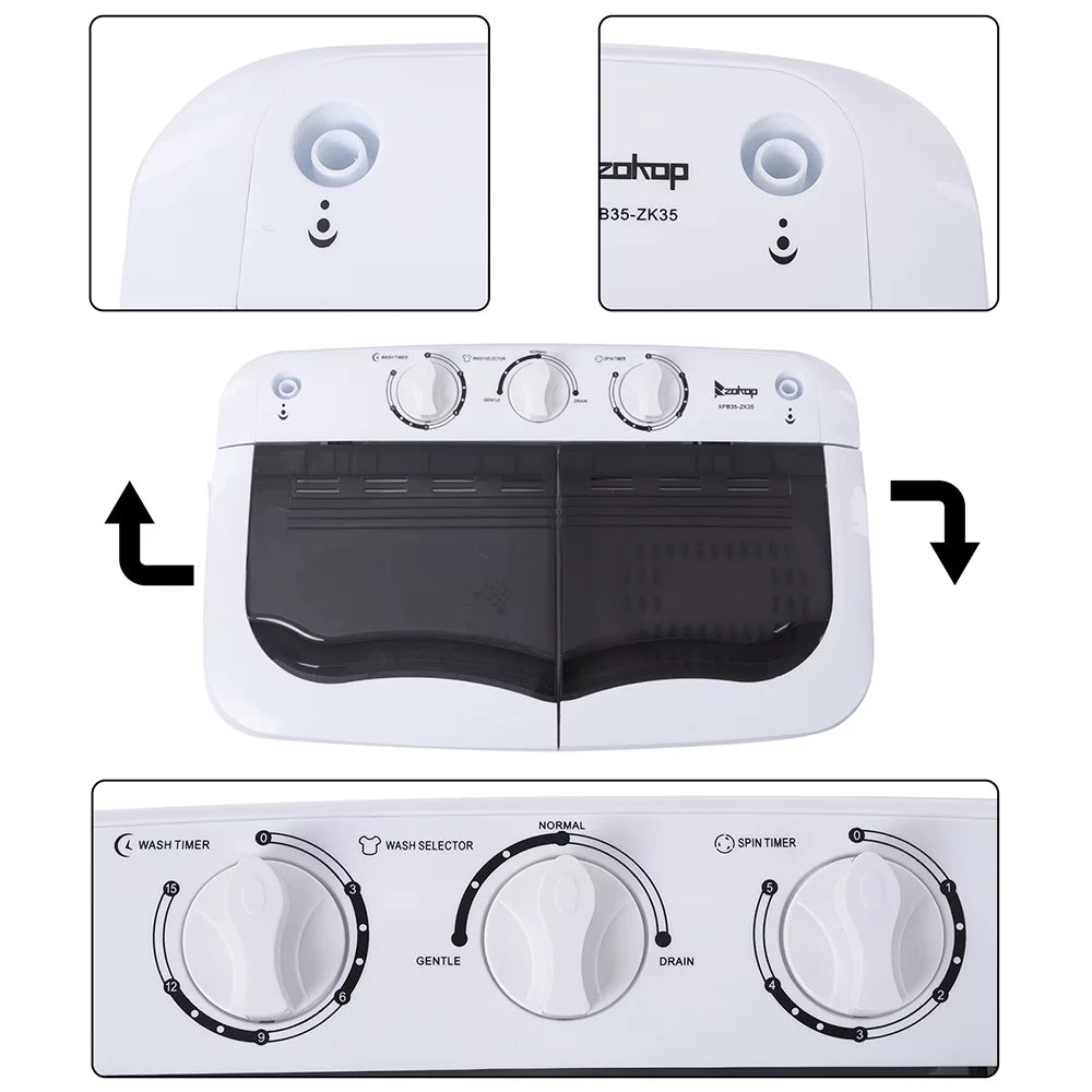 7.7lbs Semi-automatic Twin Tub Portable Washing Machine N7225