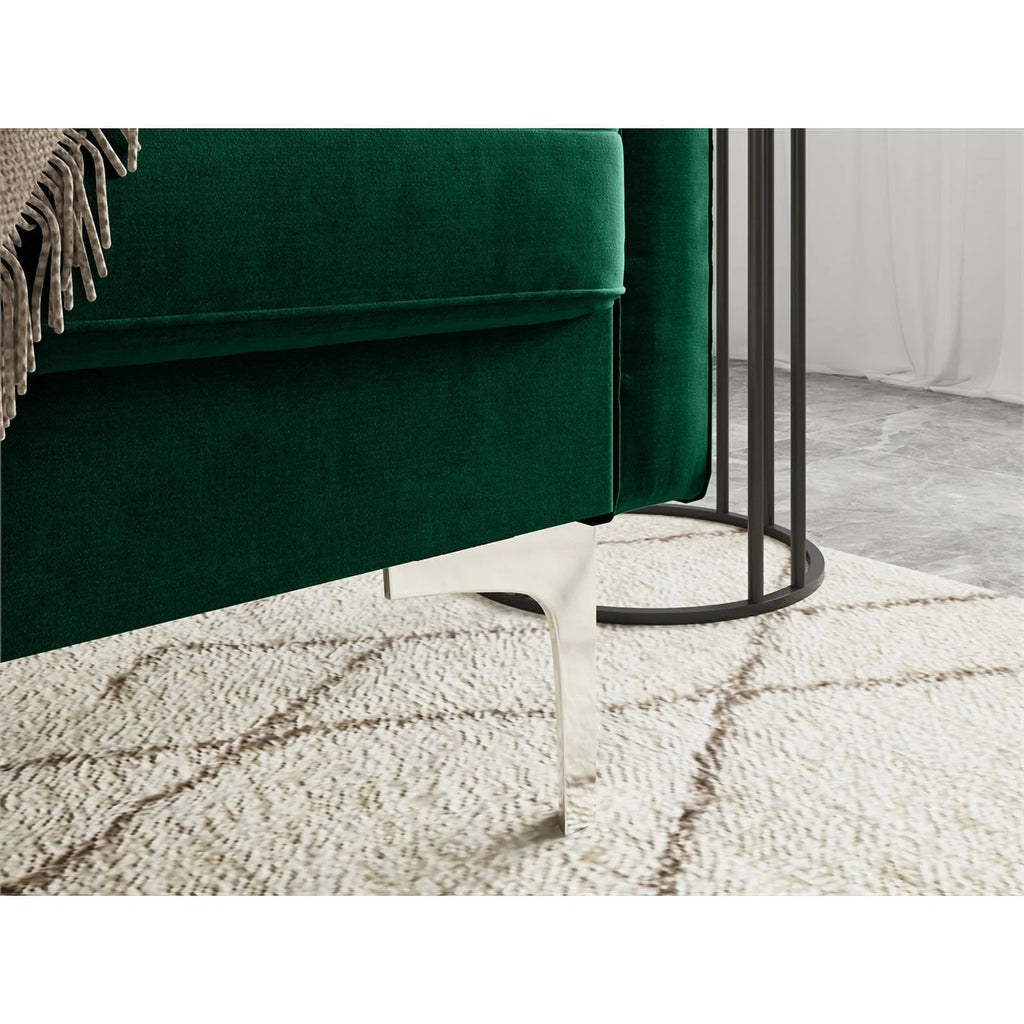 Green Velvet Upholstered Loveseat A2870