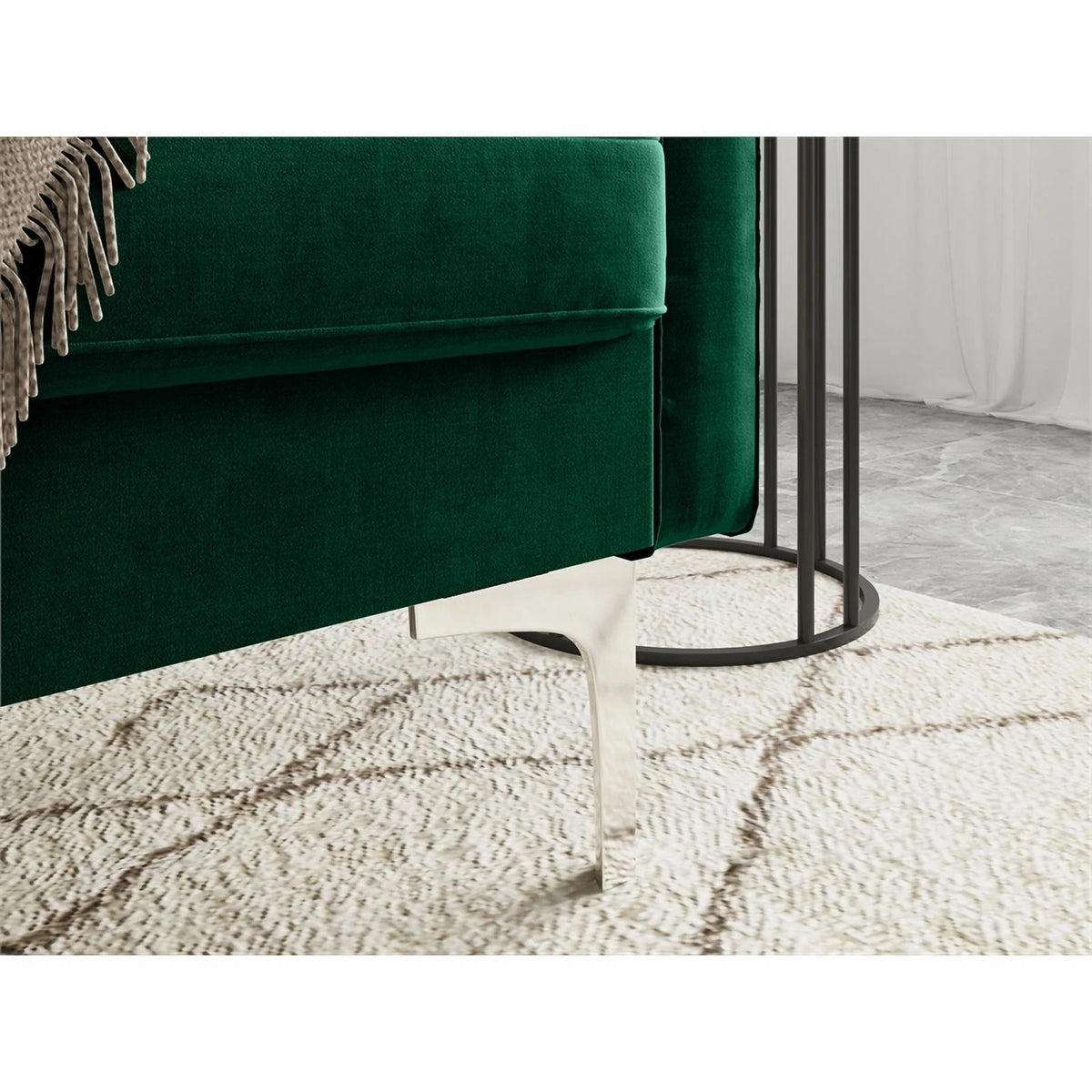 Green Velvet Upholstered Loveseat A2870