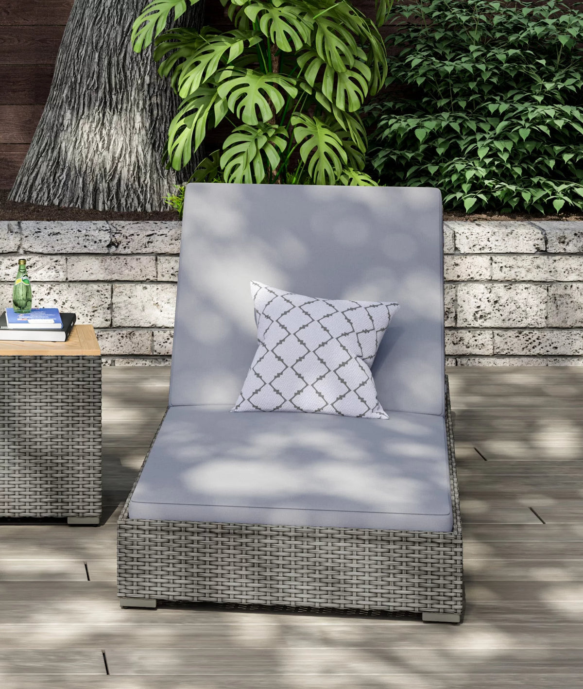 Brown Rattan Outdoor Chaise Lounge C726