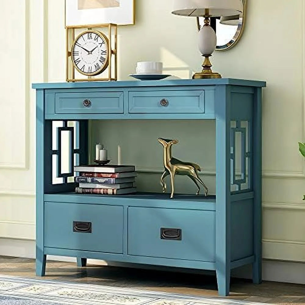 Modern Wood Console Table with 4 Drawers and 1 Shelves U509
