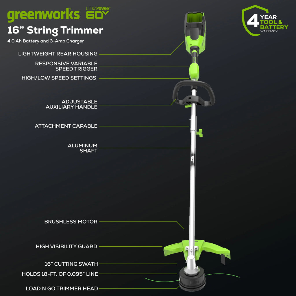 60V 16 String Trimmer with 4.0 Ah Battery & Charger Y243