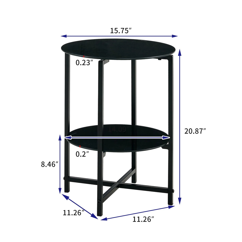 Round Tempered Glass End Table J69228
