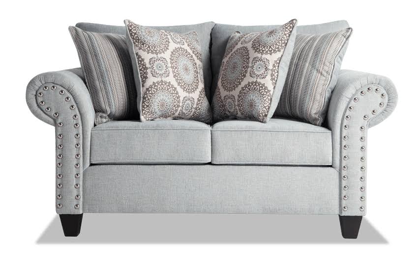 Light Blue Memory Foam Polyester Loveseat P9503