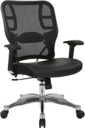 Black Vertical Mesh Back Chair with Bonded Leather Seat X10205
