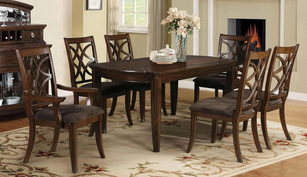 Dark Walnut Wood 8Pcs Dining Table Set Y91508