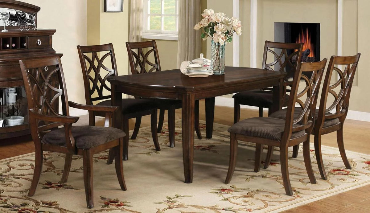 Dark Walnut Wood 8Pcs Dining Table Set Y91508