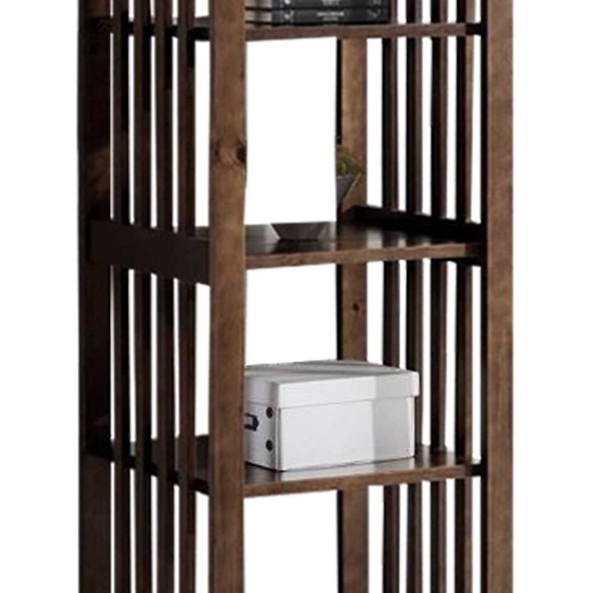 4 Tier Wooden Frame Bookcase with Slatted Side Panels, Brown L839136