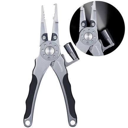 Lighted Aluminum Fishing Pliers with Tungsten Carbide Braid Cutters and LED Bulb C88724