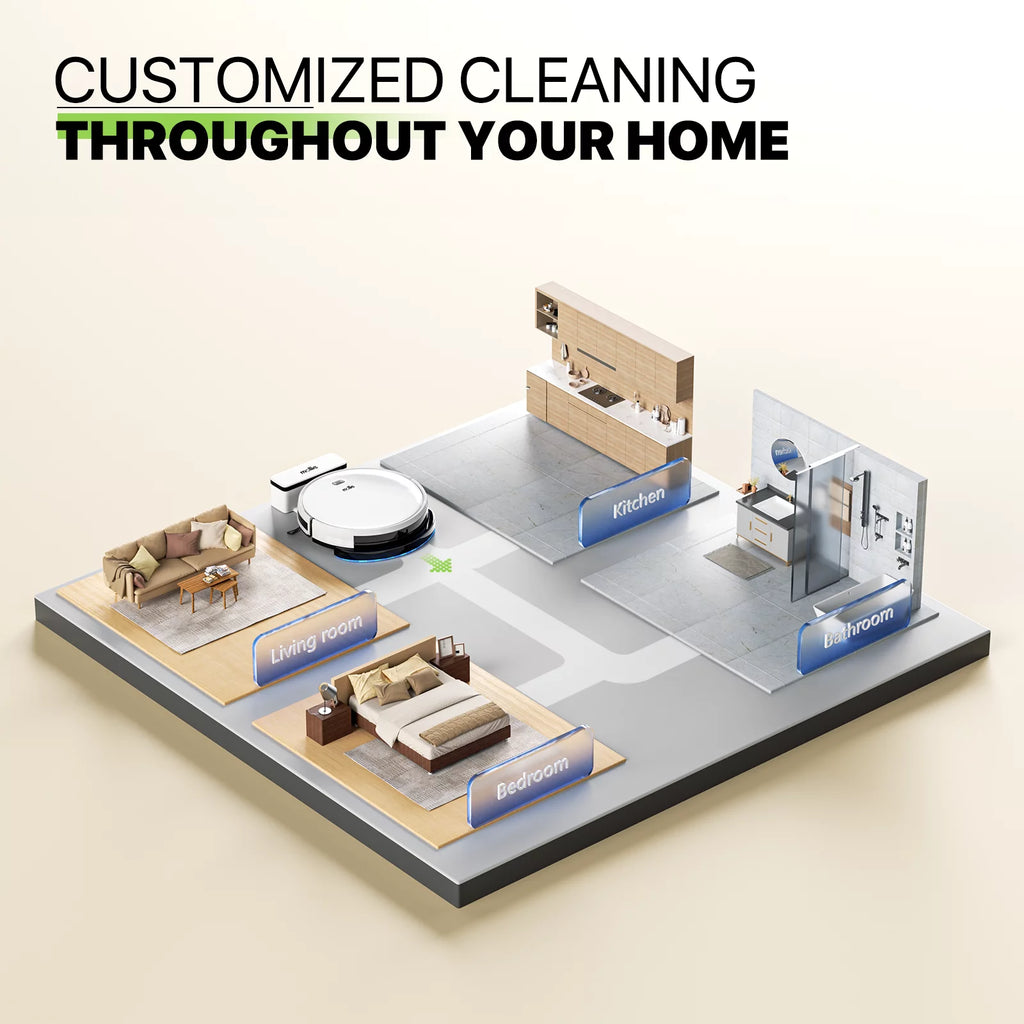 2 in 1 Robot Vacuum and Mop Combo, 2800pa White K8115