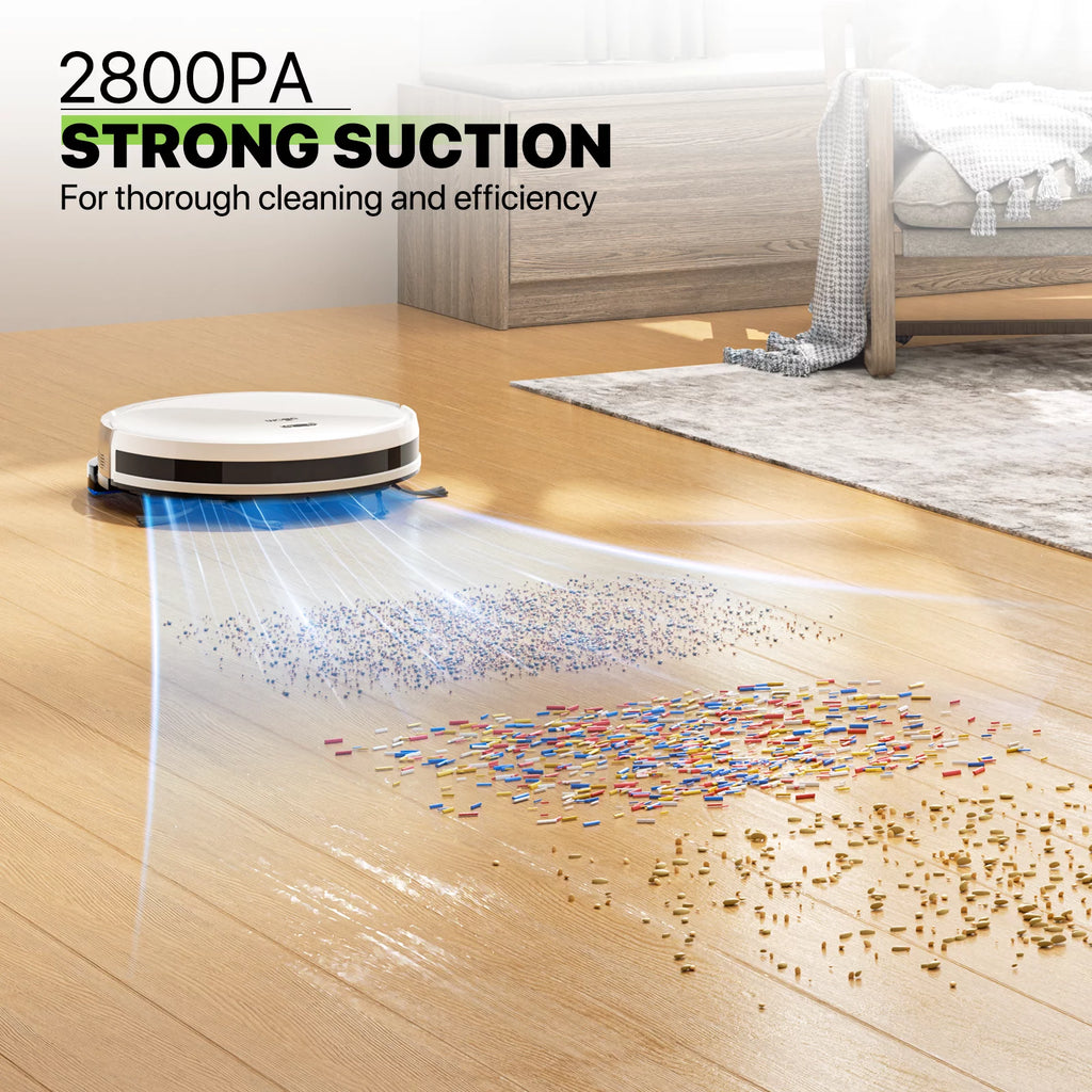 2 in 1 Robot Vacuum and Mop Combo, 2800pa White K8115