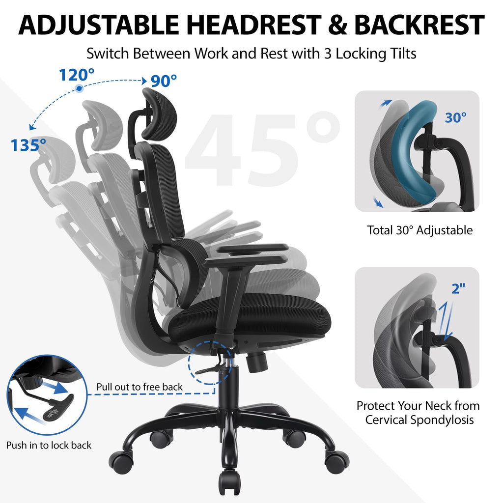 Black Ergonomic Office Chair with Lumbar Support S213112