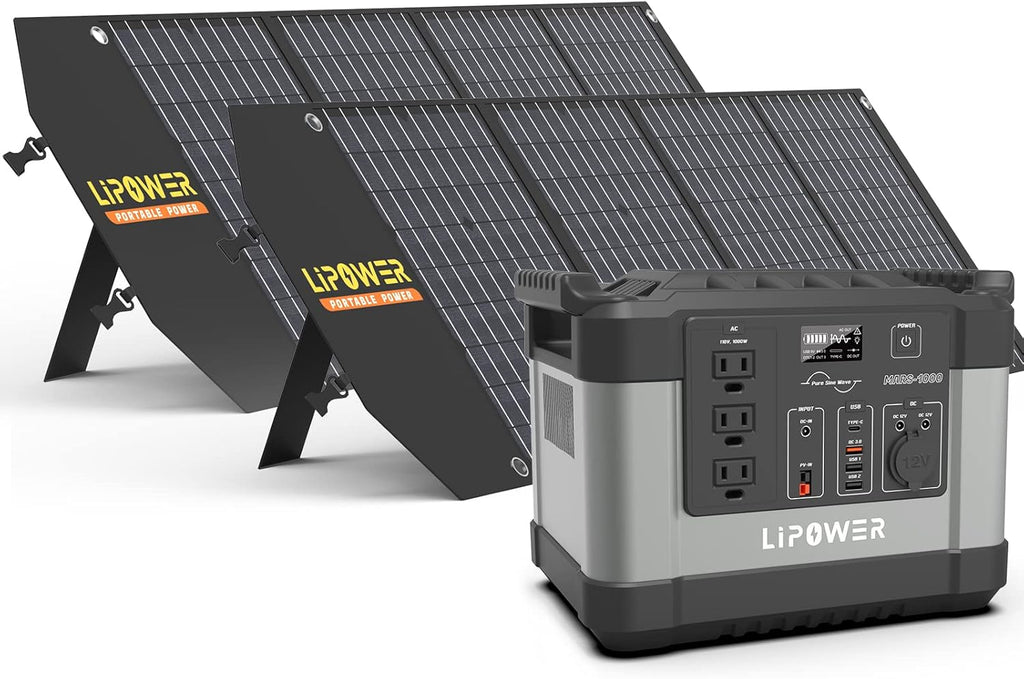 Portable Power Station 1000W Solar Generator with 3 110V Pure Sine Wave AC Outlet Z10472