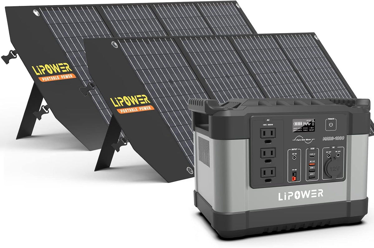 Portable Power Station 1000W Solar Generator with 3 110V Pure Sine Wave AC Outlet Z10472