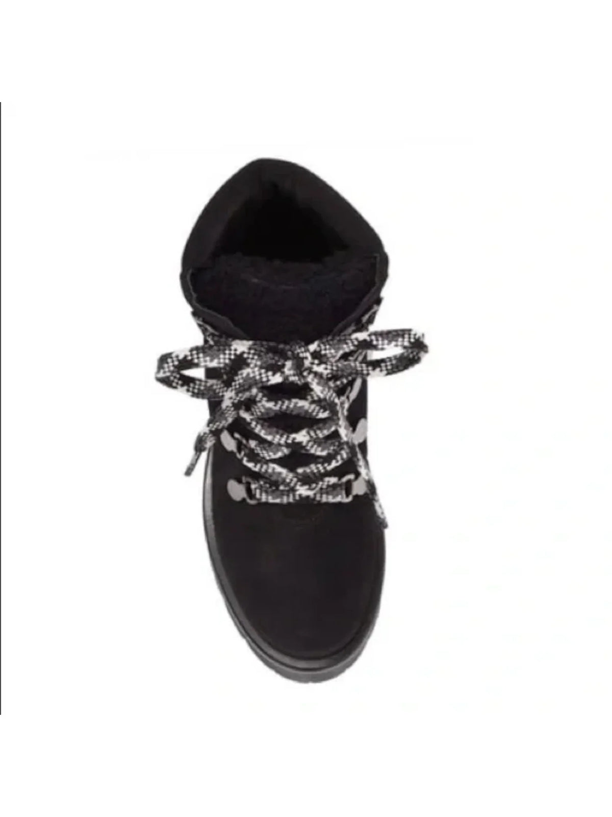Black Lug Sole Leather Lace-Up Booties O547