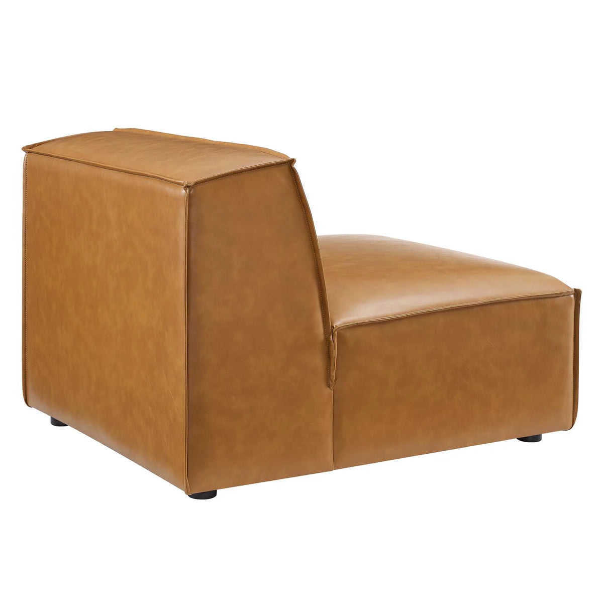 Tan Vegan Leather Sectional Sofa Armless Chair U774