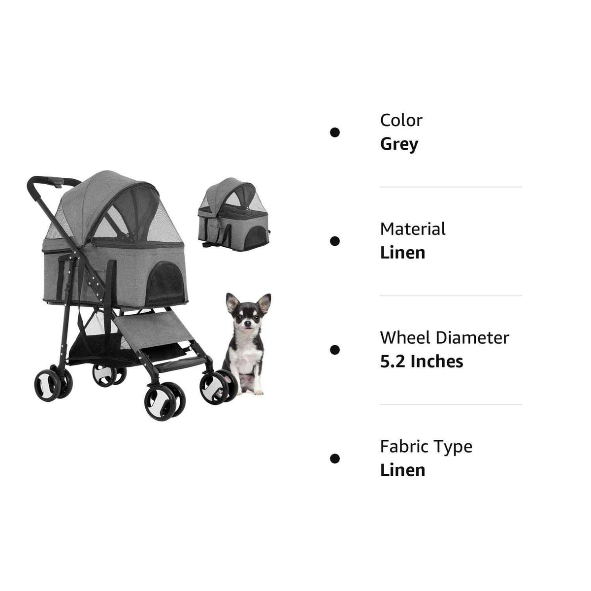 3-in-1 Pet Stroller with Detachable Carrier P6037