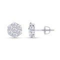 1 Carat Round Cut Lab Created Moissanite Flower Cluster Stud Earrings In 14K White Gold Over Sterling Silver With Screw Back H96160