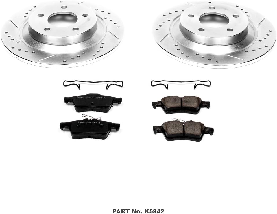 Rear Z23 Carbon Fiber Brake Pads with Drilled & Slotted Brake Rotors Kit L301160
