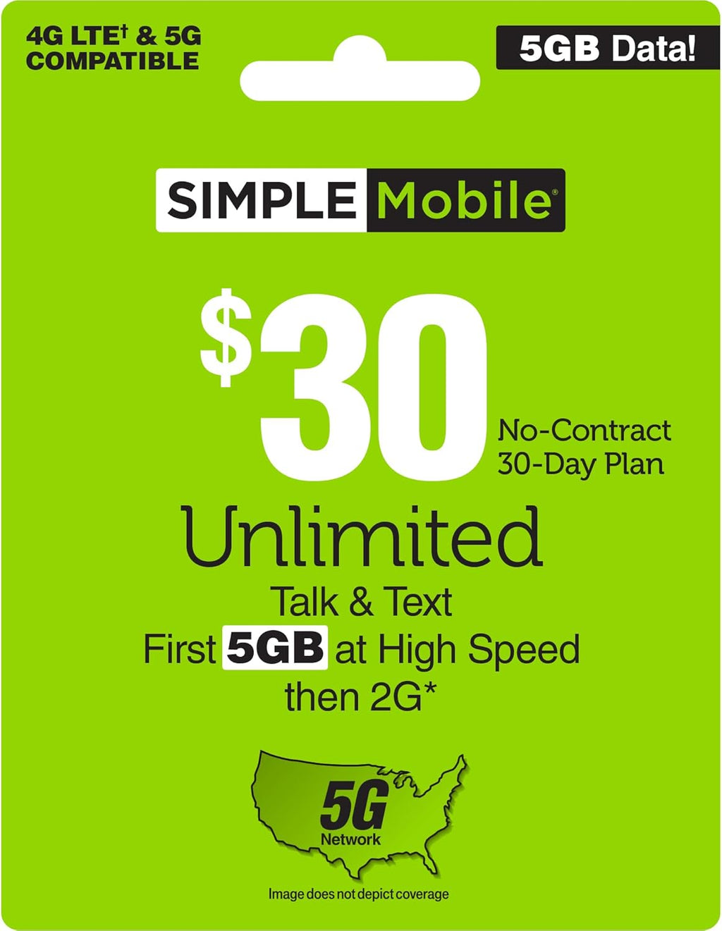 $30 5 GB Data, Unlimited Talk & Text Plan K837046