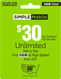 $30 5 GB Data, Unlimited Talk & Text Plan K837046