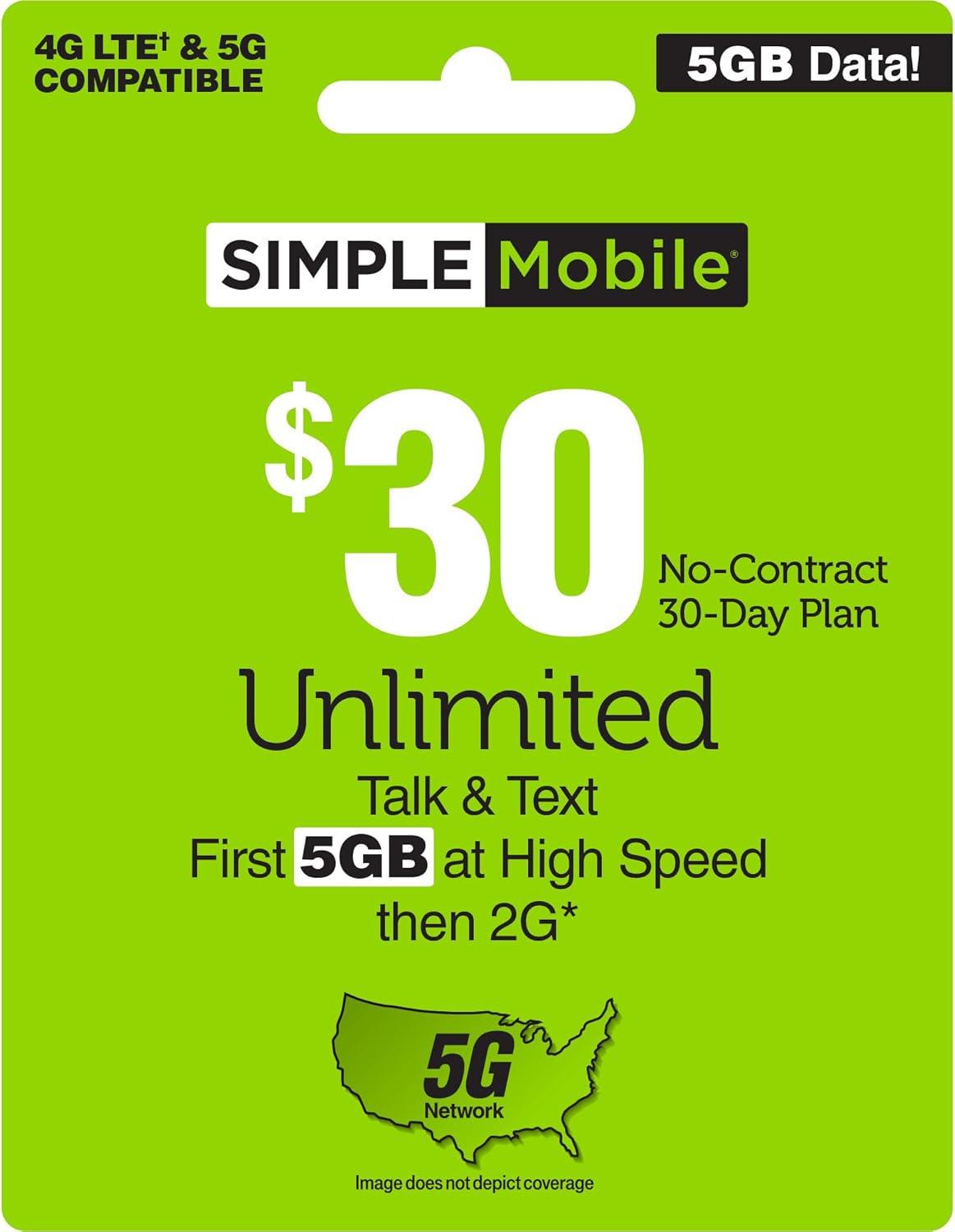 $30 5 GB Data, Unlimited Talk & Text Plan K837046