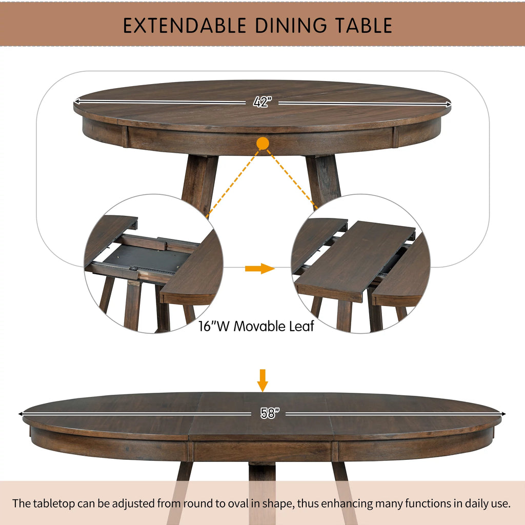 5-Piece Round Dining Set with 4 Upholstered Chairs N84952