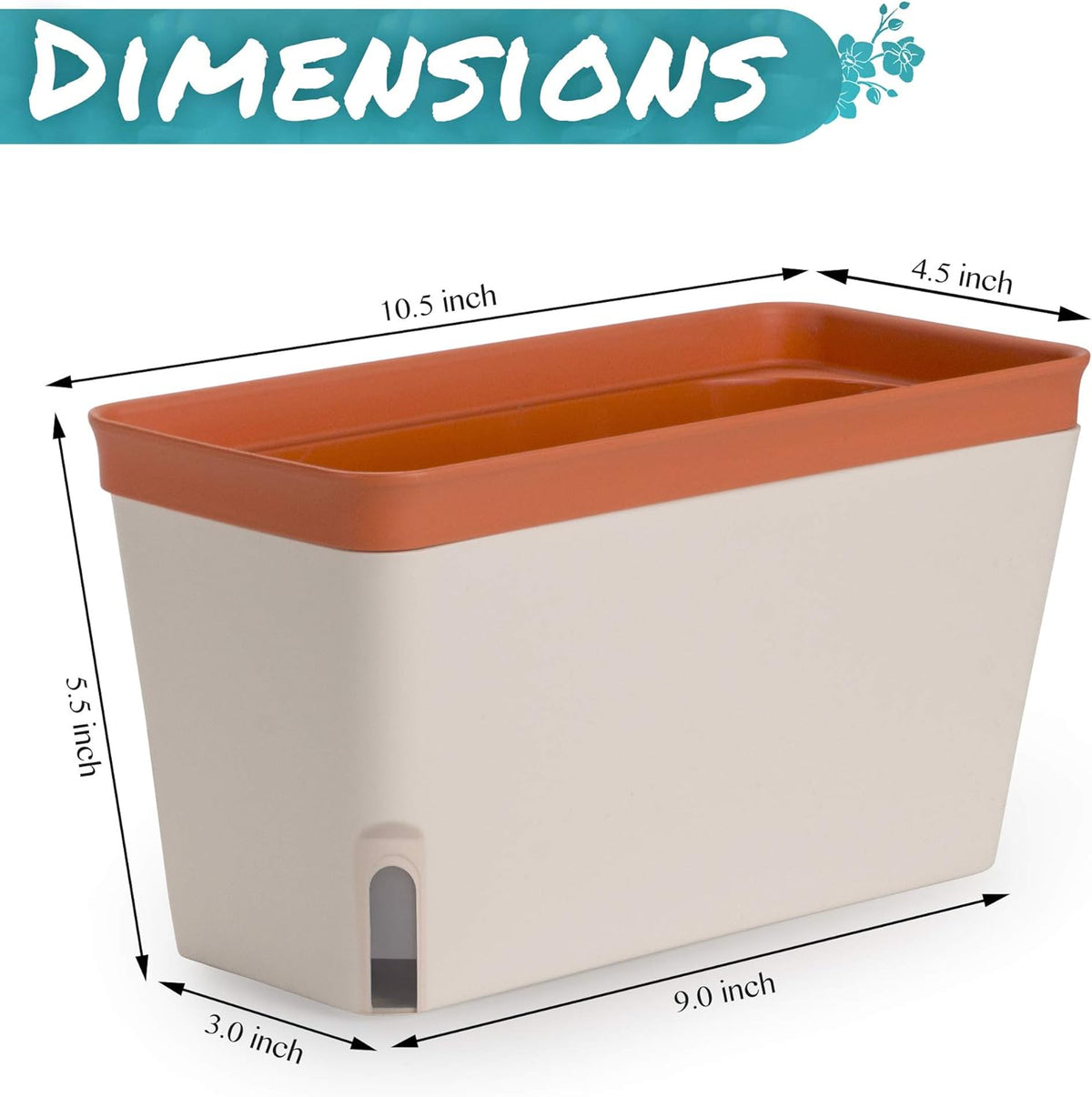 Self-Watering Rectangular Window Herb Planter Box Set of 3 V456307