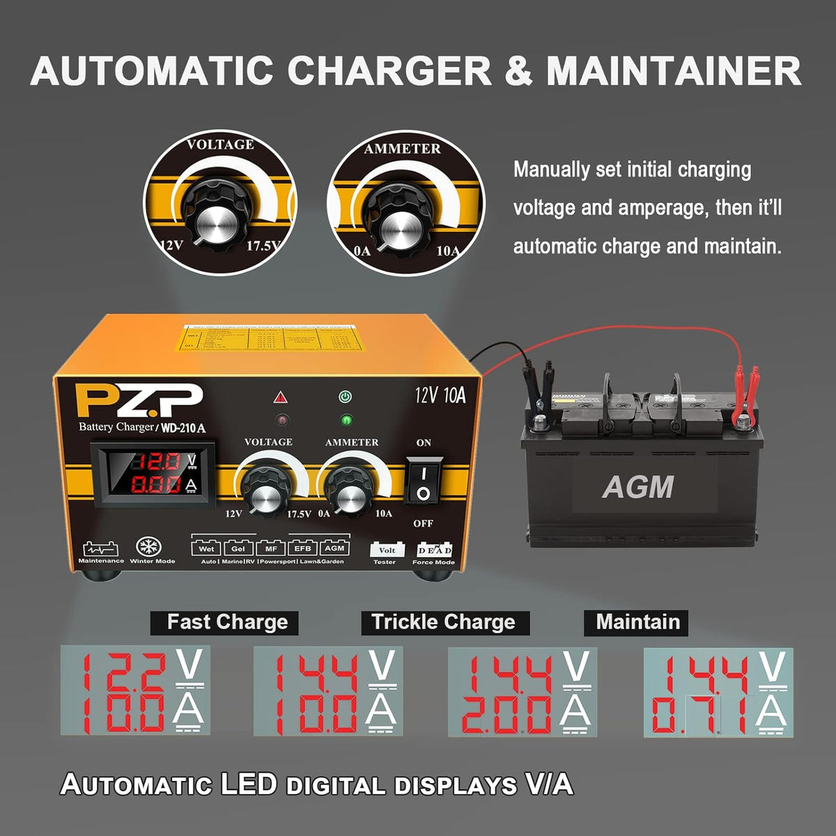 0-10 Amp 12v Automotive Battery Charger V4513