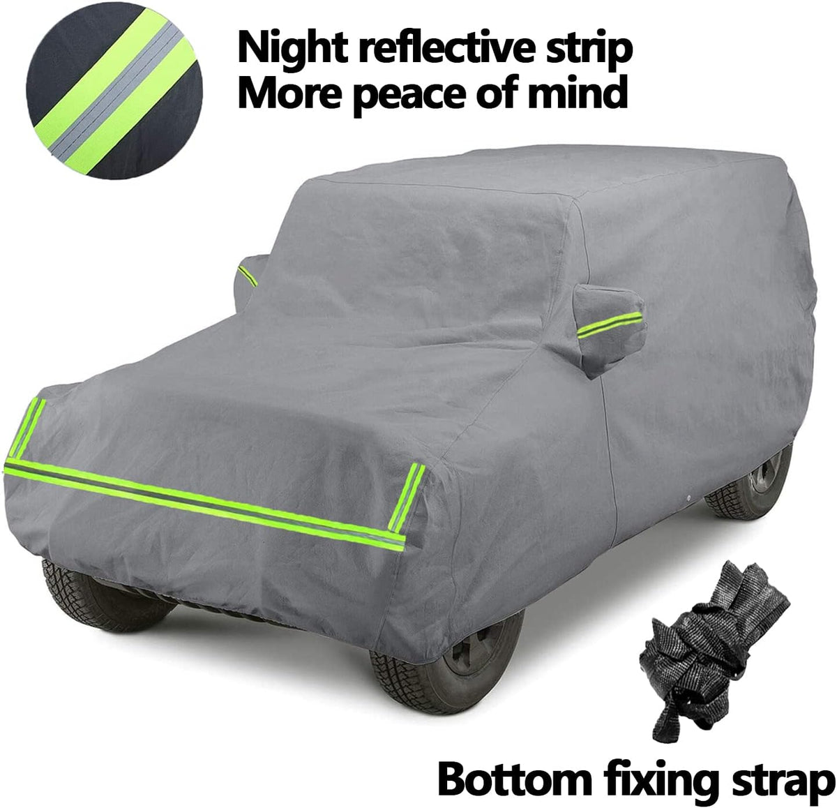 210D Oxford Waterproof Car Cover with Zipper Door, Reflective Strip, Windproof Straps T4157