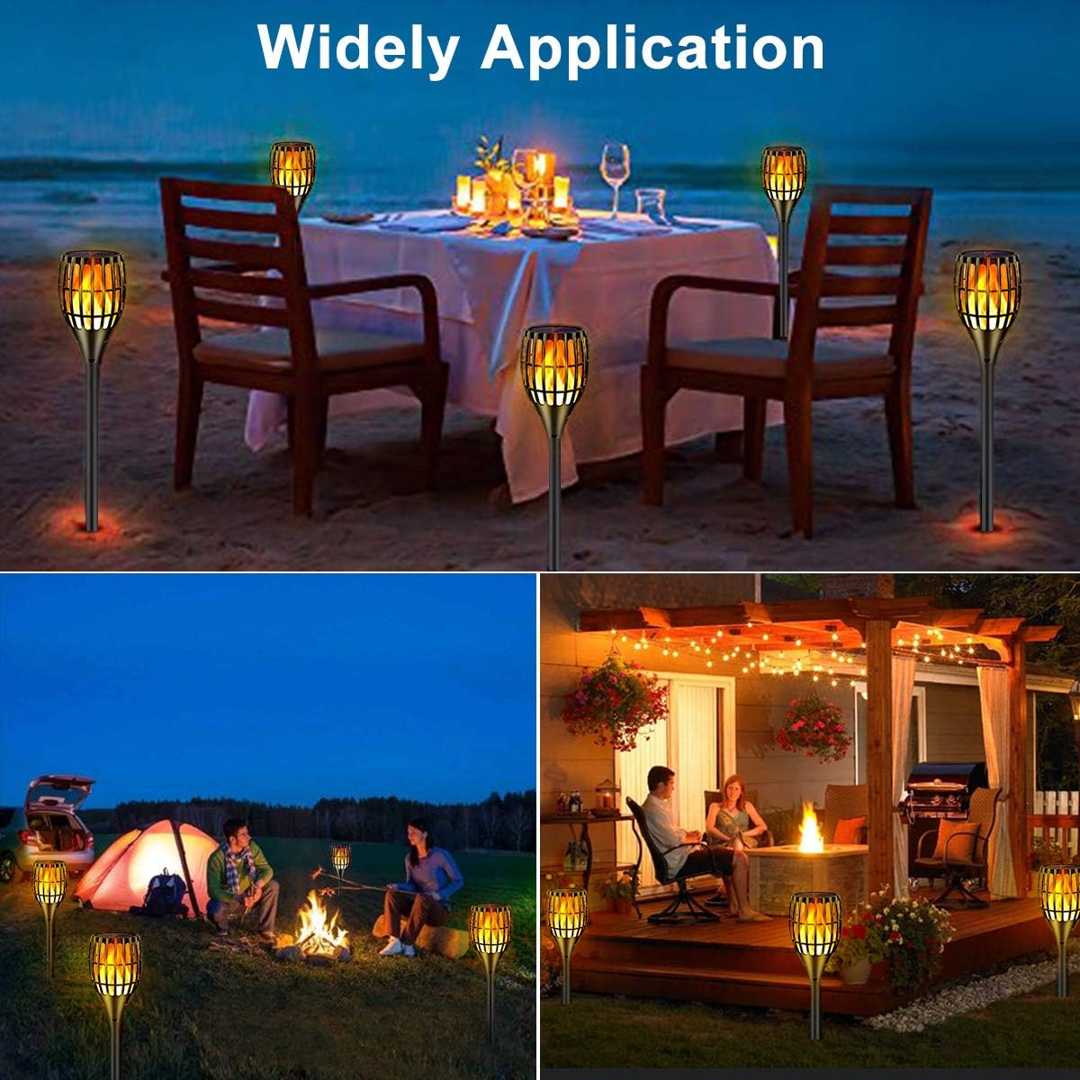 43 Flickering Flames Solar Torch Light, 4 Pack Z468