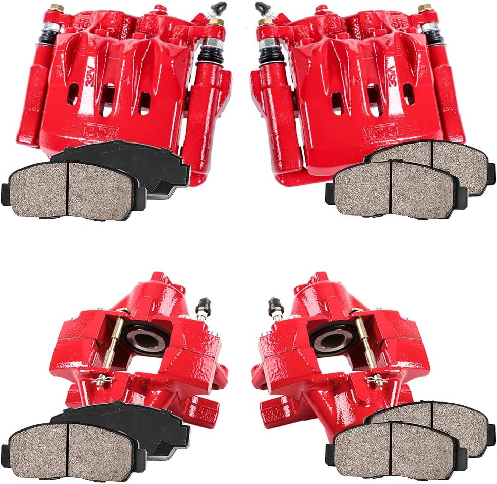 Red Calipers and Ceramic Pads Brake Kit Q407