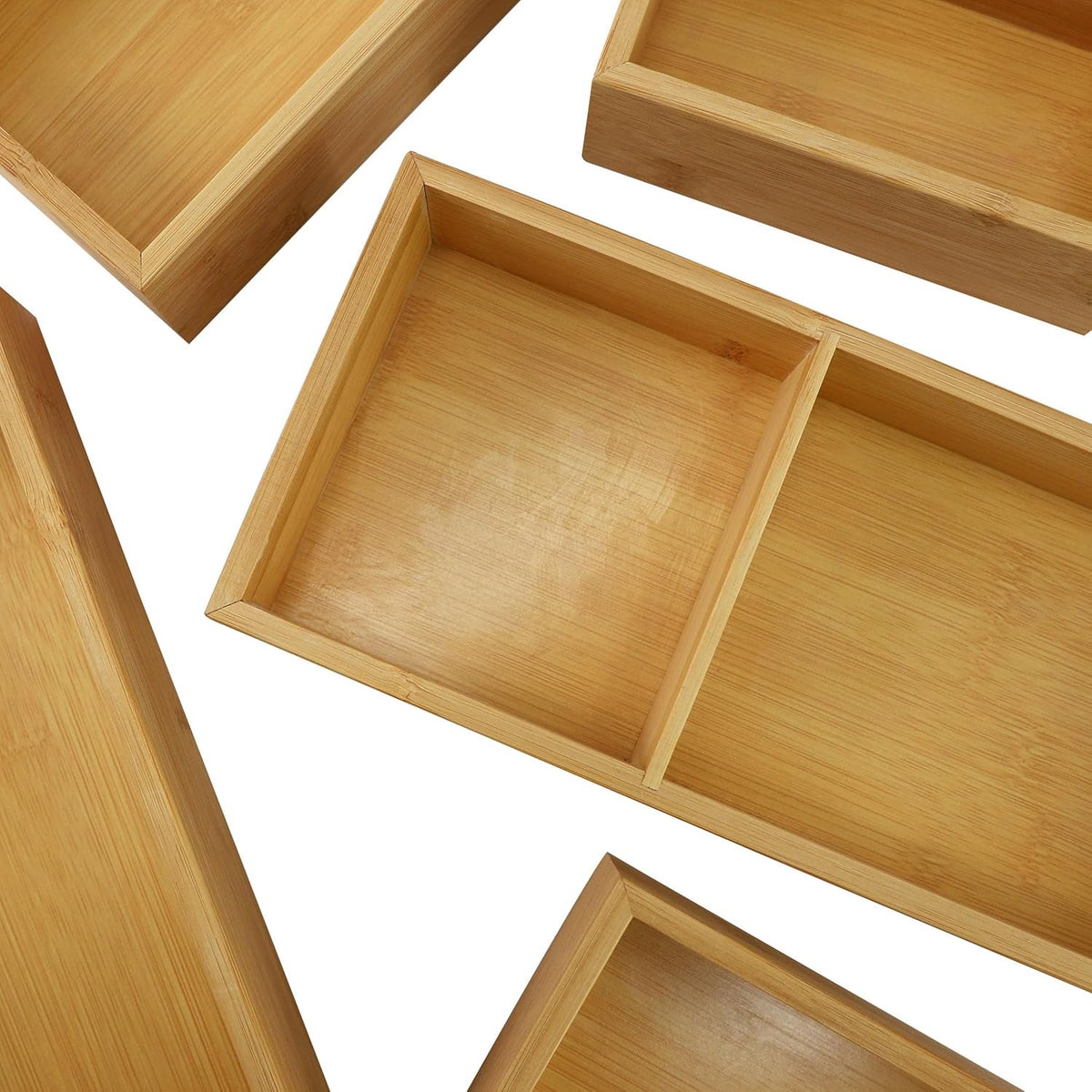 5 Piece Bamboo Wood Drawer Organizer Tray V906090