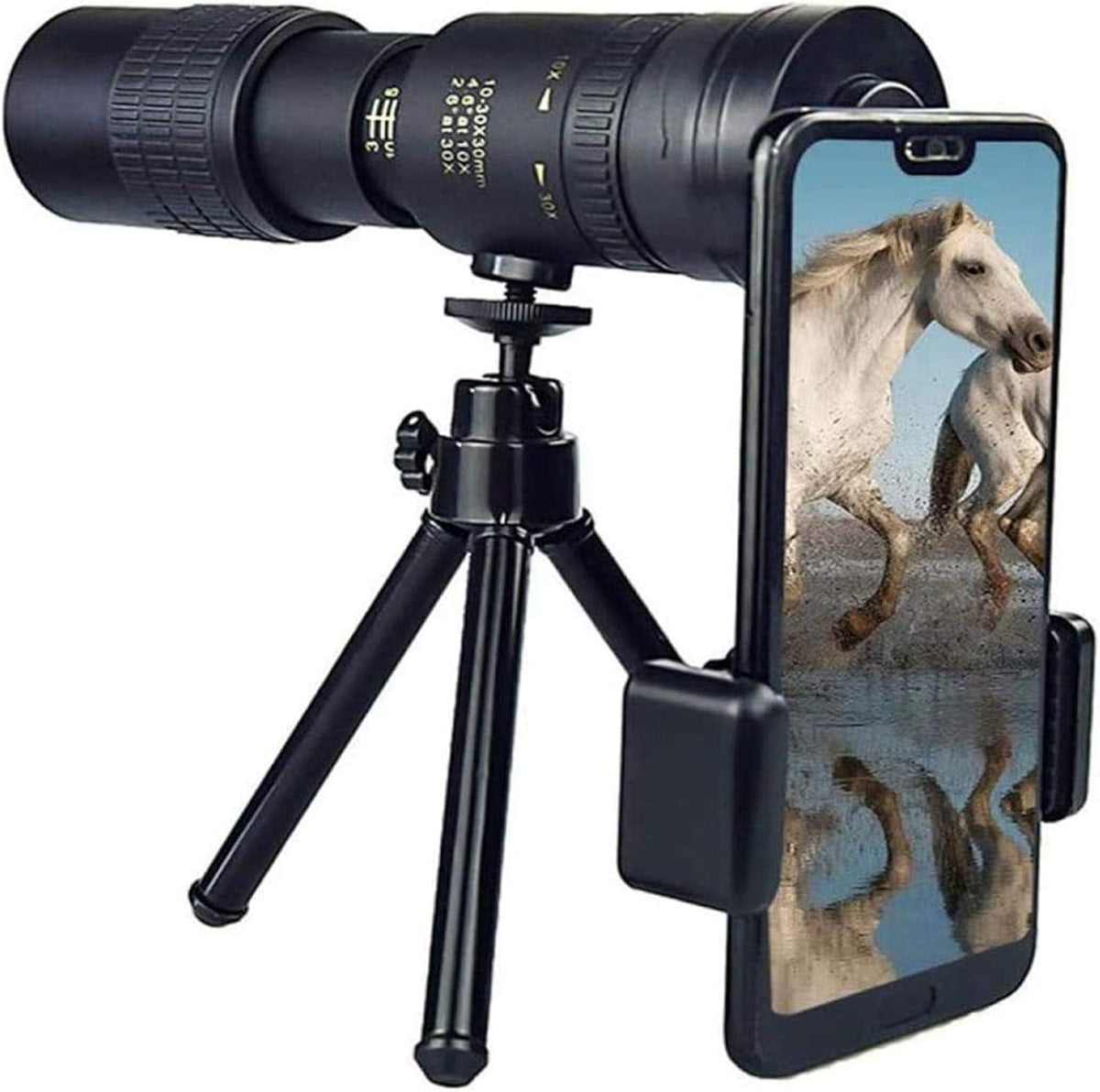 4k 10-300x40mm Super Telephoto Zoom Monocular Telescope with Phone Adapter Tripod I9783