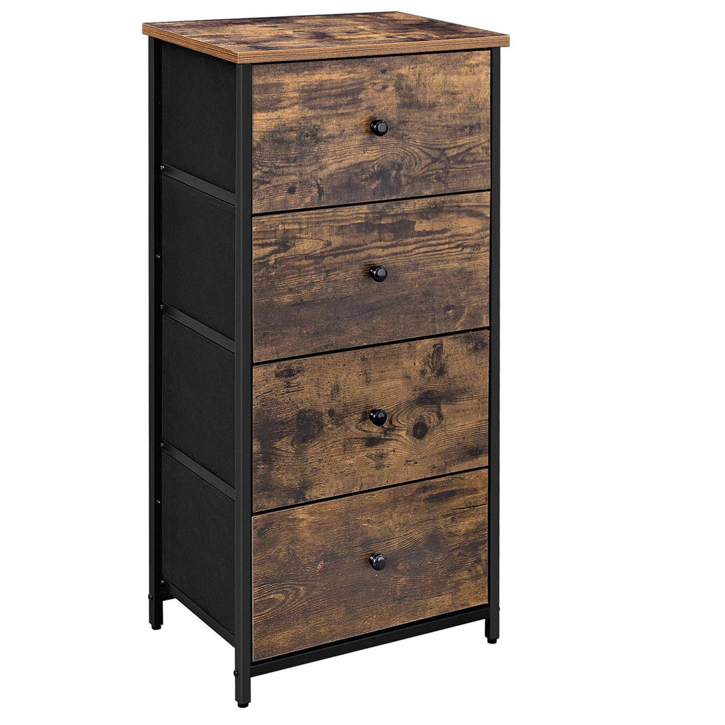 Rustic 4 Drawer Dresser with Wooden Top and Metal Frame K714192