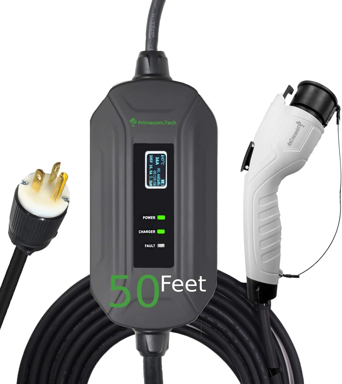 Portable Level 2 Electric Vehicle Charger, 16Amp, 50 Feet I1621